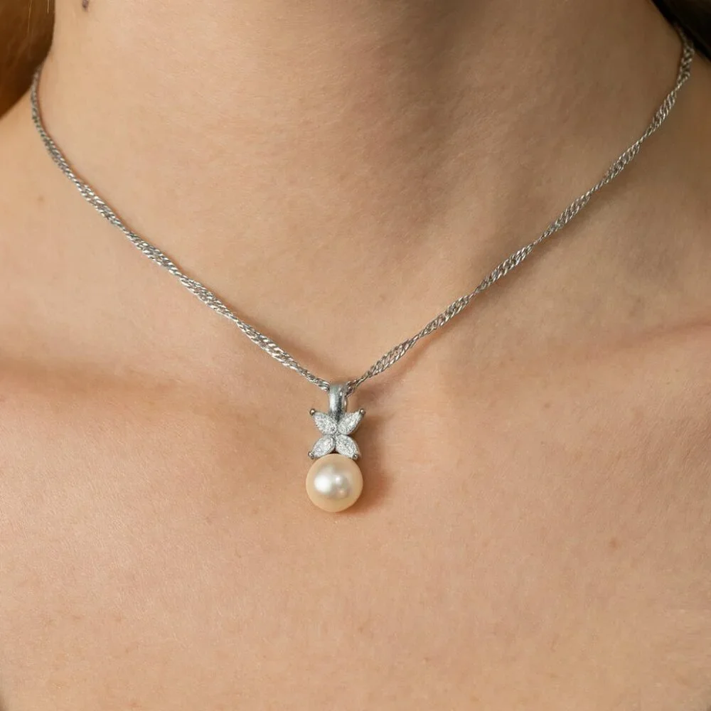 925‎ Silver Pearl Pendant Necklace
